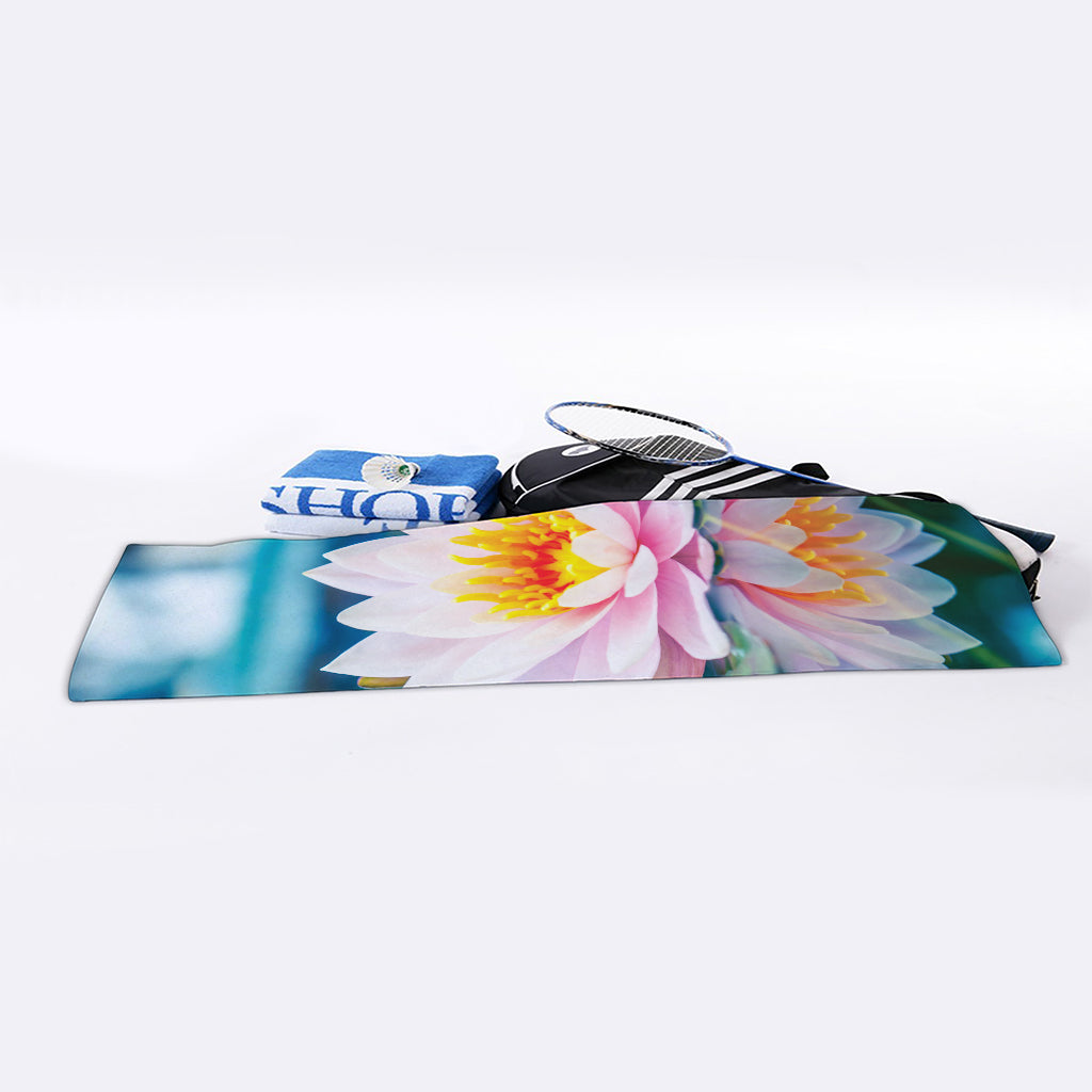 Pink Water Lily Print Sports Towel