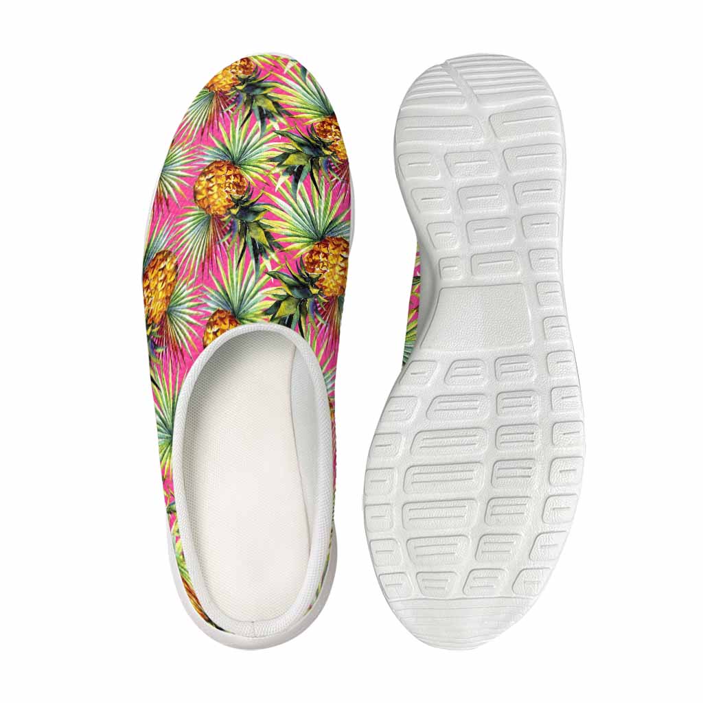 Pink Watercolor Pineapple Pattern Print Mesh Casual Shoes