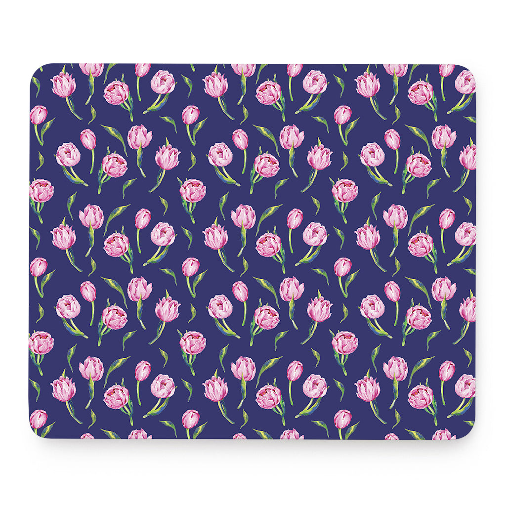 Pink Watercolor Tulip Flower Print Mouse Pad
