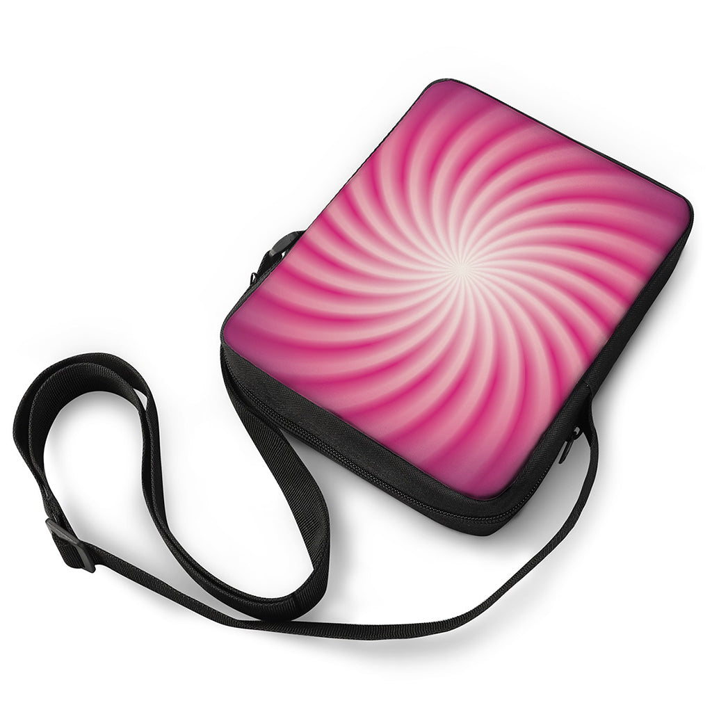 Pink Whirlpool Spiral Print Rectangular Crossbody Bag