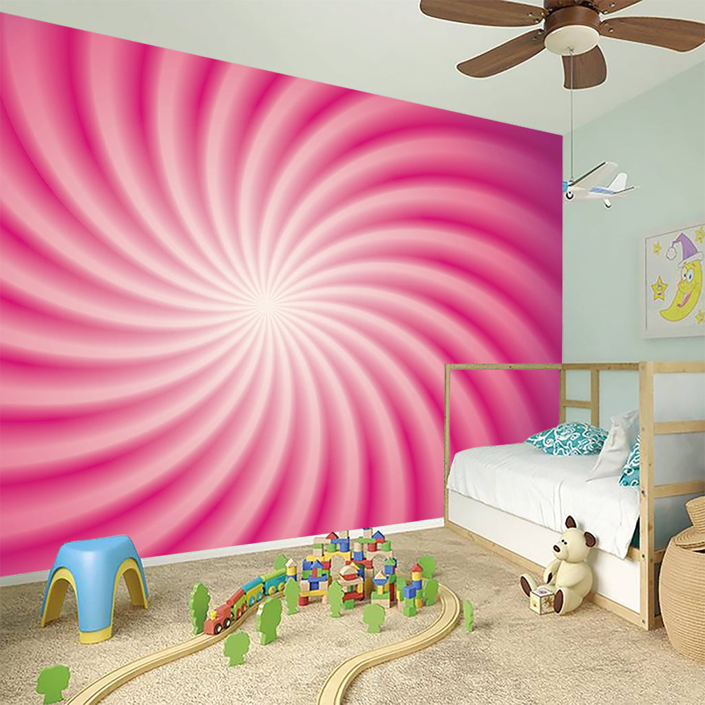 Pink Whirlpool Spiral Print Wall Sticker