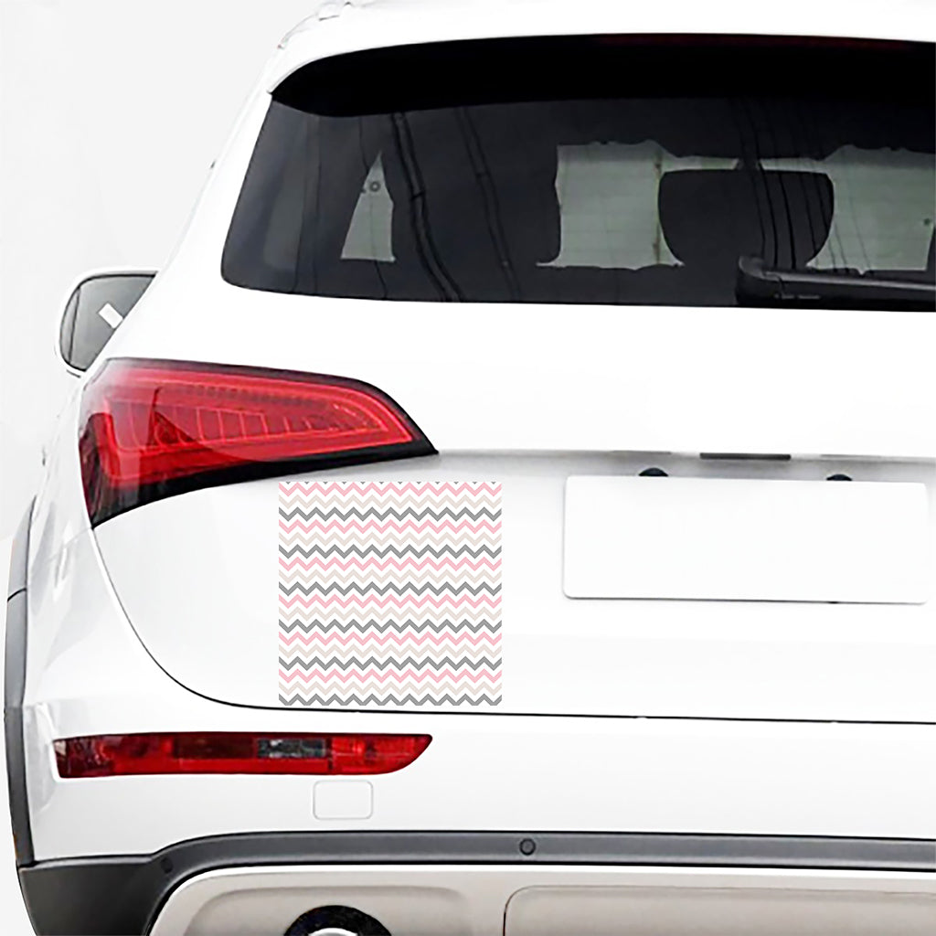 Pink White And Grey Chevron Print Car Sticker