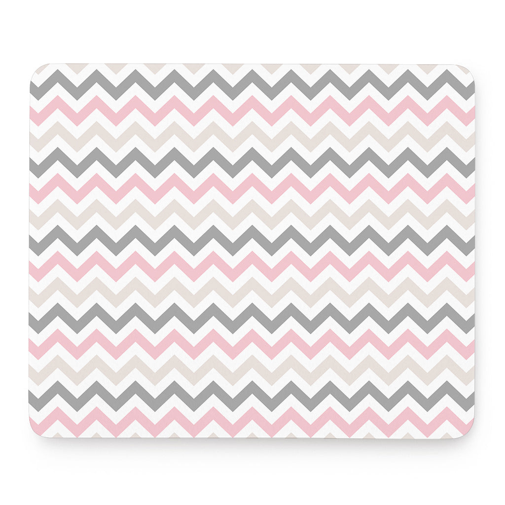 Pink White And Grey Chevron Print Mouse Pad
