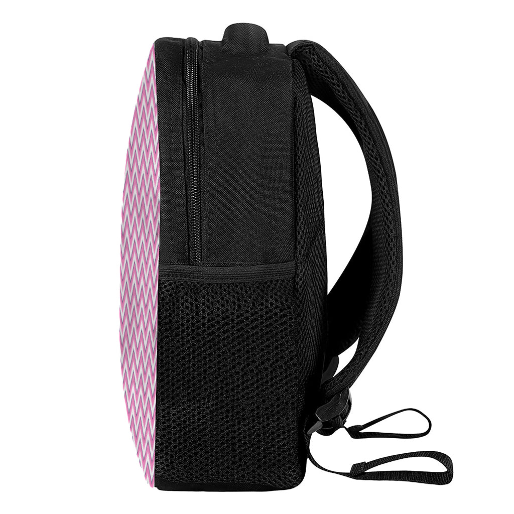 Pink White And Navy Chevron Print Casual Backpack