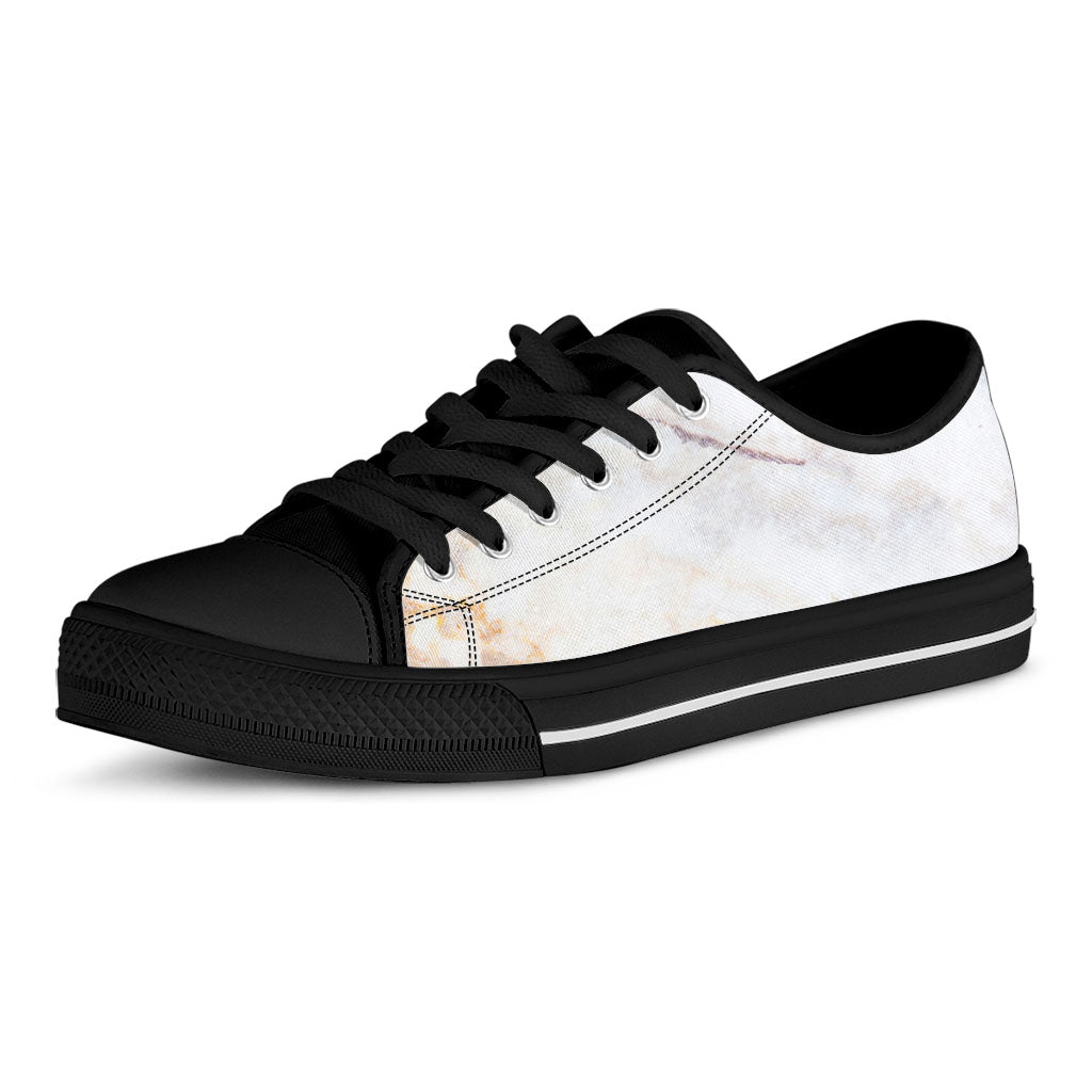 Pink White Grey Marble Print Black Low Top Sneakers