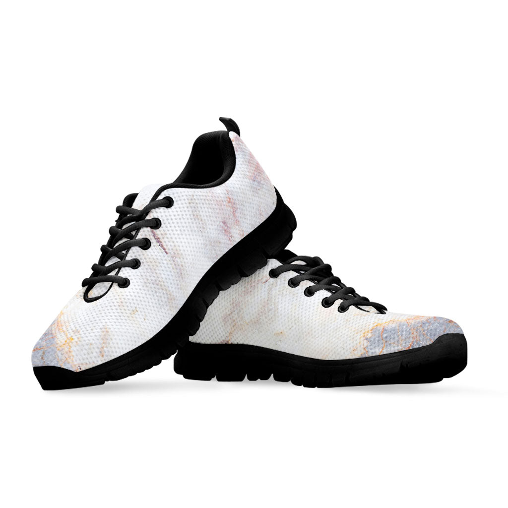 Pink White Grey Marble Print Black Running Shoes