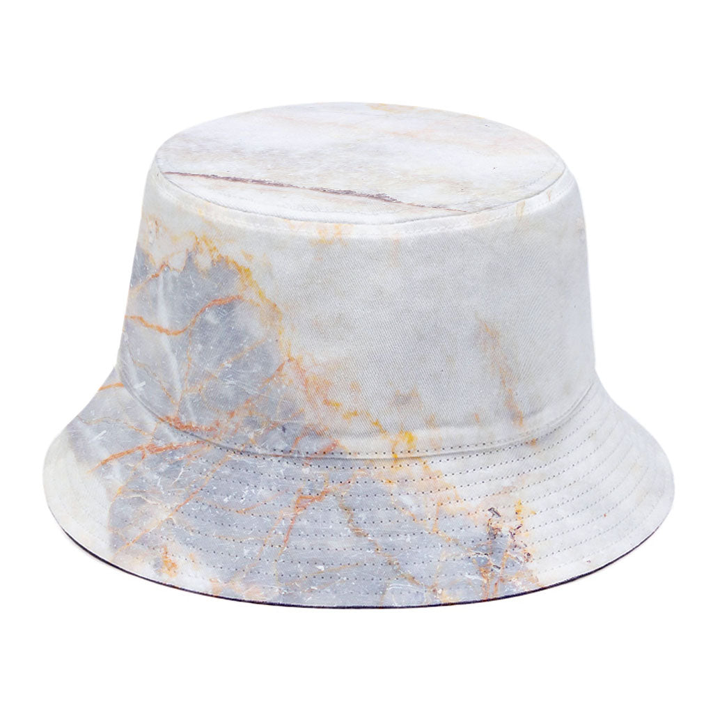 Pink White Grey Marble Print Bucket Hat