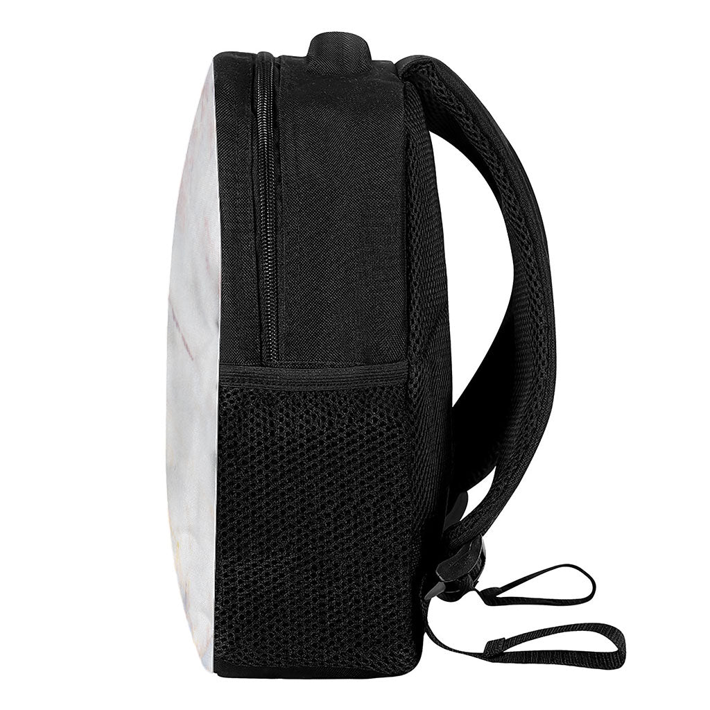 Pink White Grey Marble Print Casual Backpack