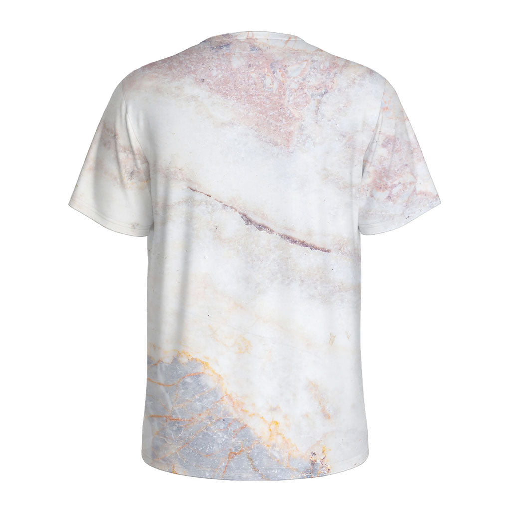 Pink White Grey Marble Print Men's Sports T-Shirt