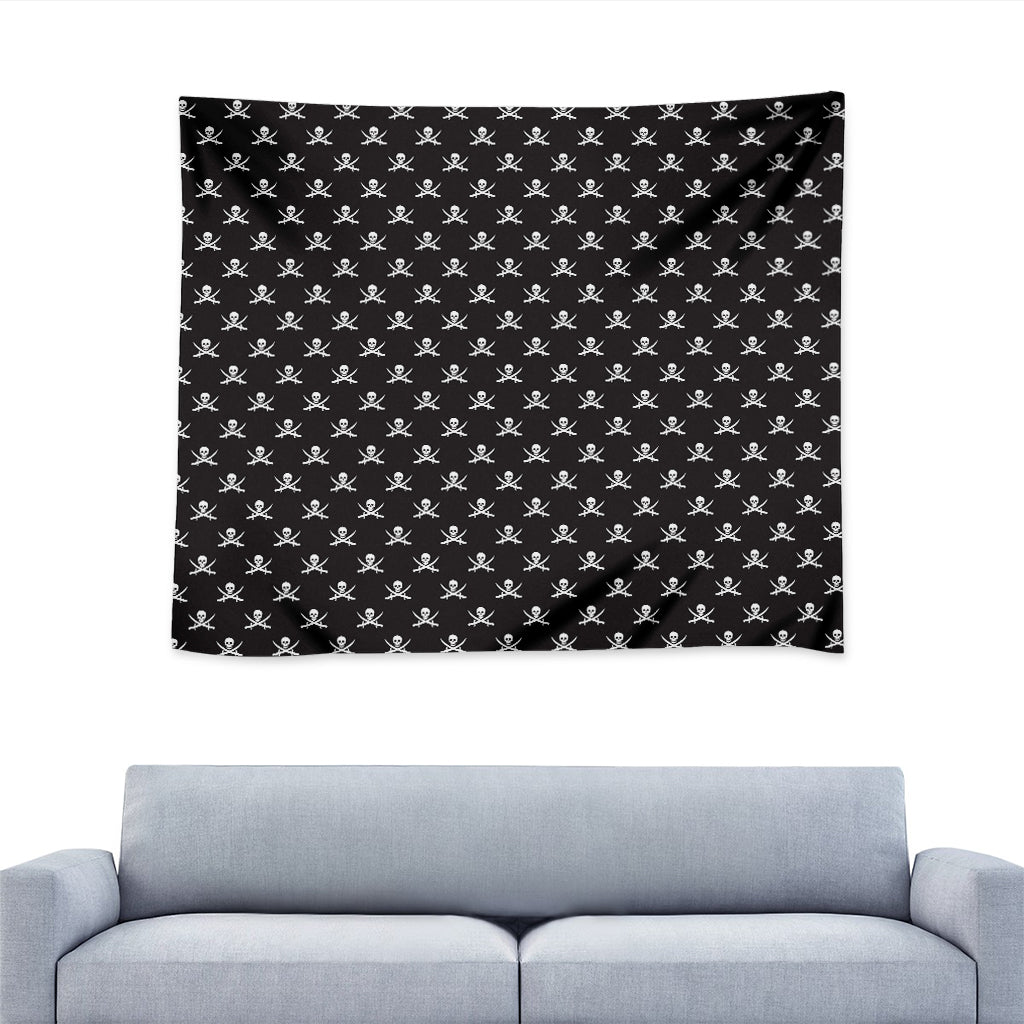 Pirate Skull Symbol Pattern Print Tapestry