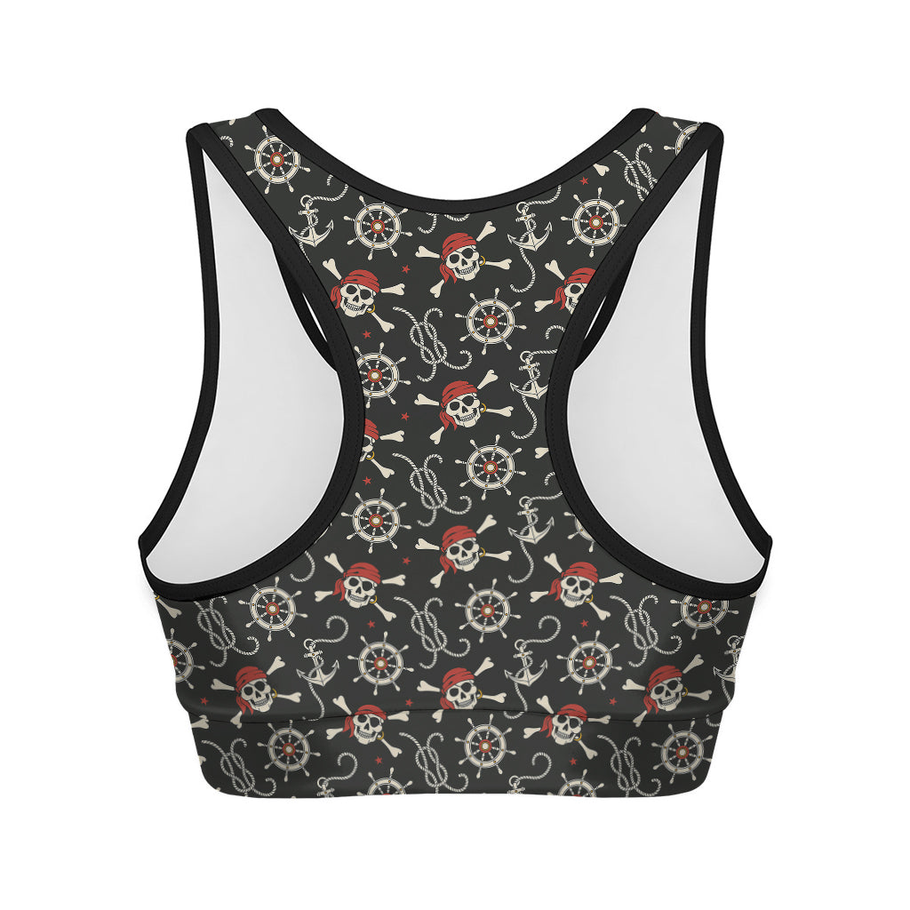 Pirate Theme Pattern Print Women's Sports Bra