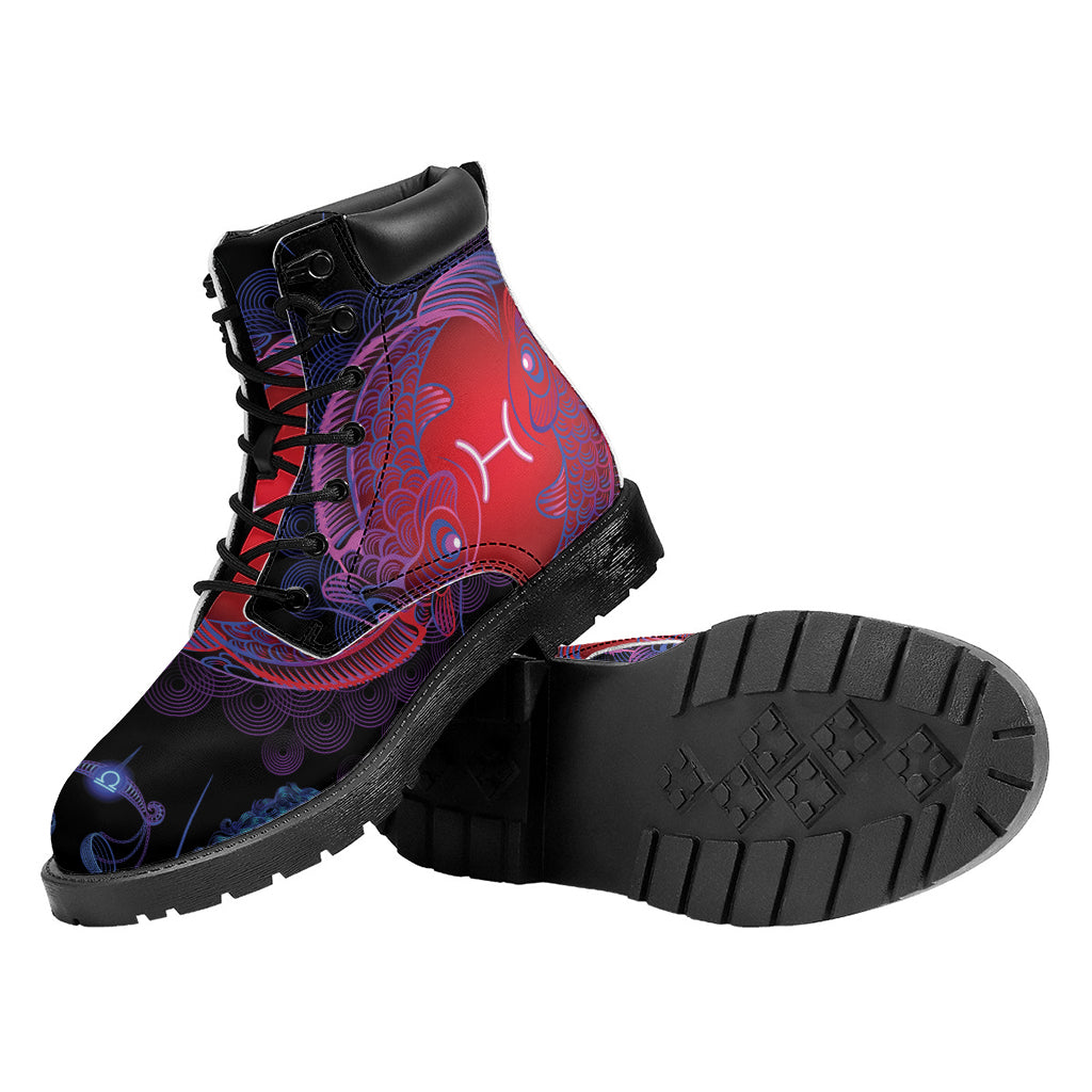 Pisces And Astrological Signs Print Work Boots