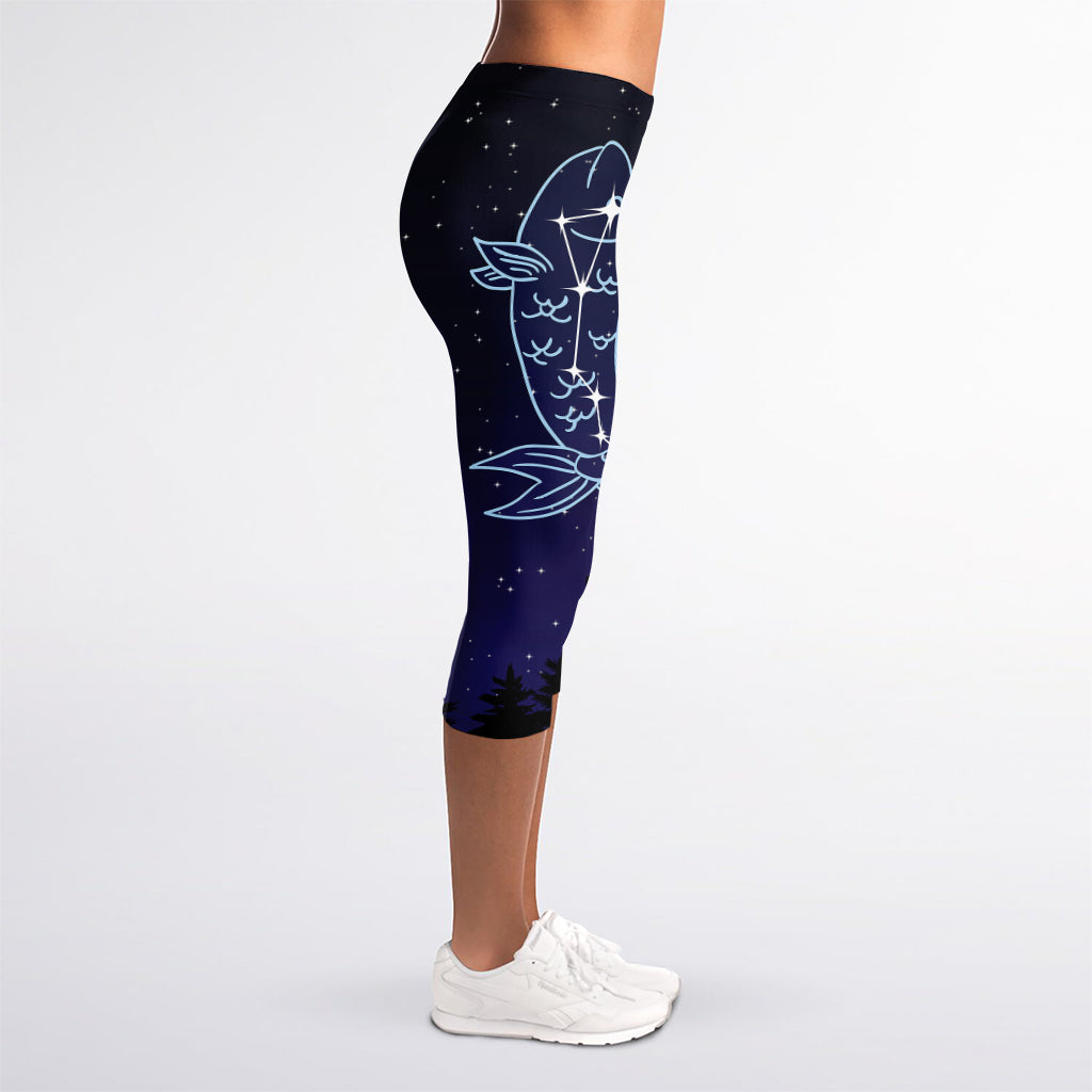 Pisces Constellation Print Women's Capri Leggings