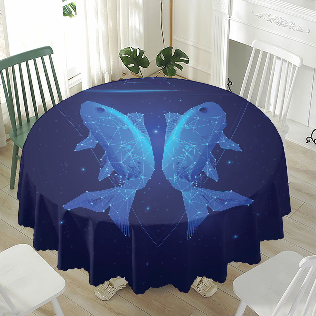 Pisces Horoscope Sign Print Waterproof Round Tablecloth