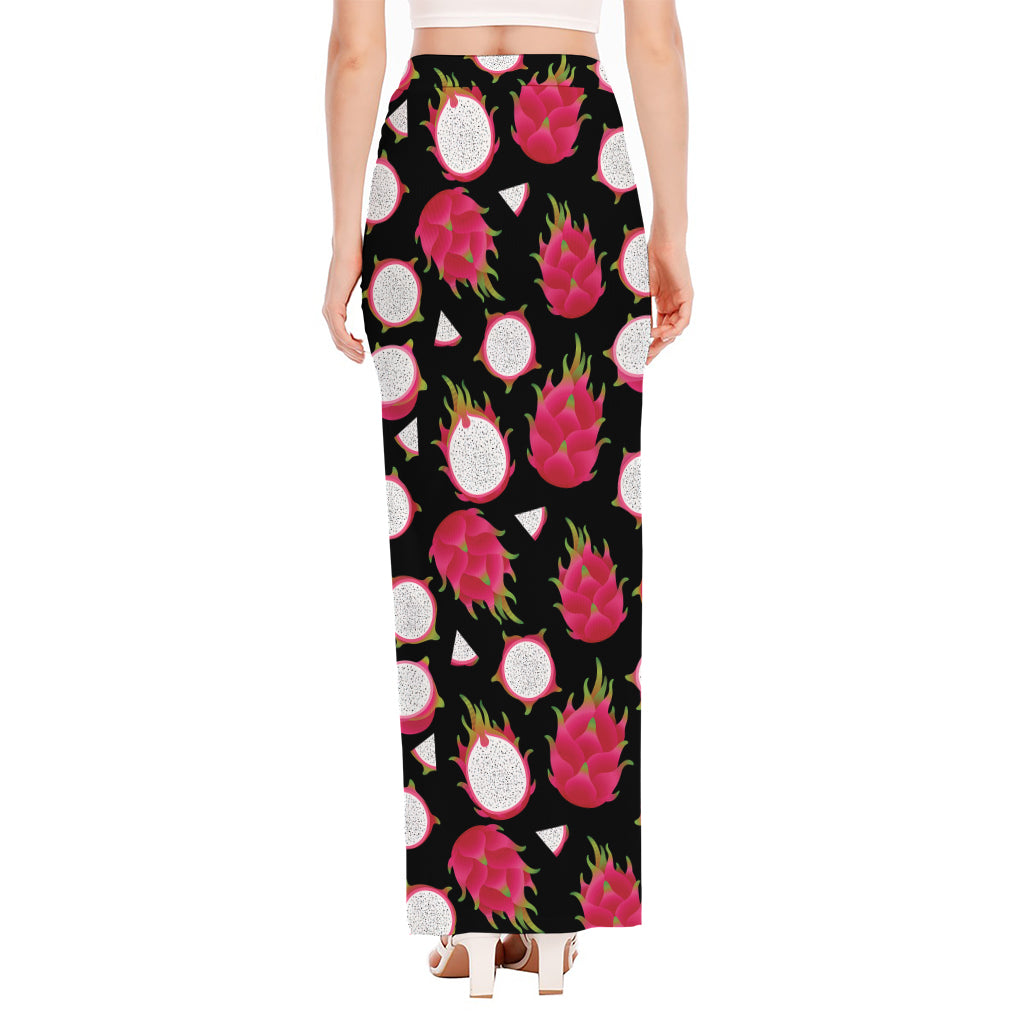 Pitaya Pattern Print High Slit Maxi Skirt