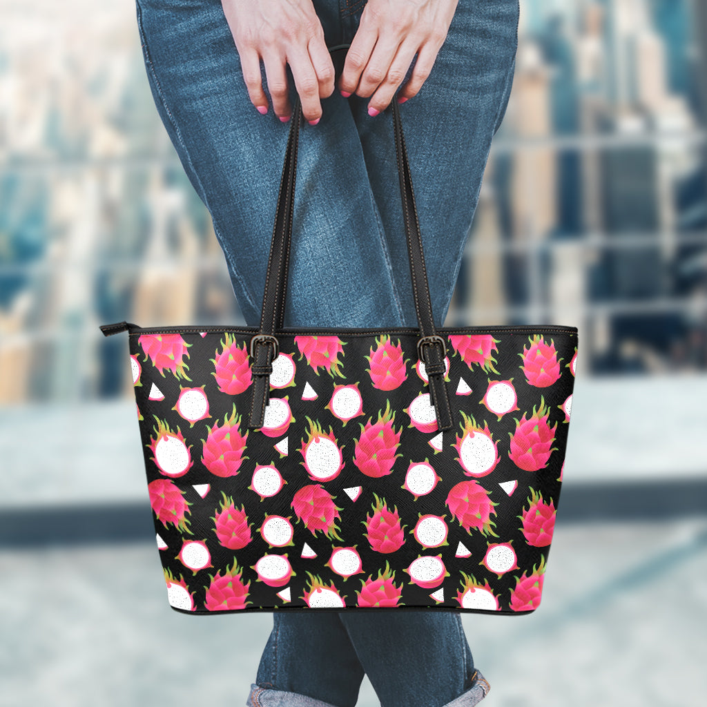 Pitaya Pattern Print Leather Tote Bag