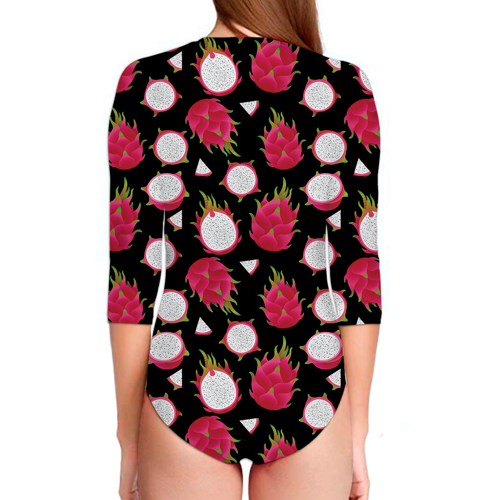 Pitaya Pattern Print Long Sleeve Swimsuit