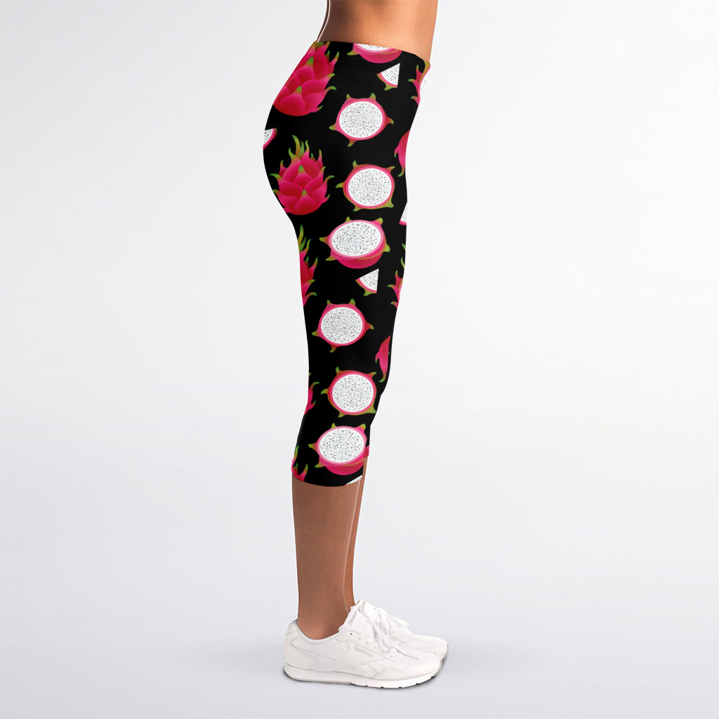 Pitaya Pattern Print Women's Capri Leggings