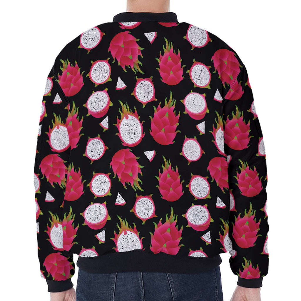 Pitaya Pattern Print Zip Sleeve Bomber Jacket