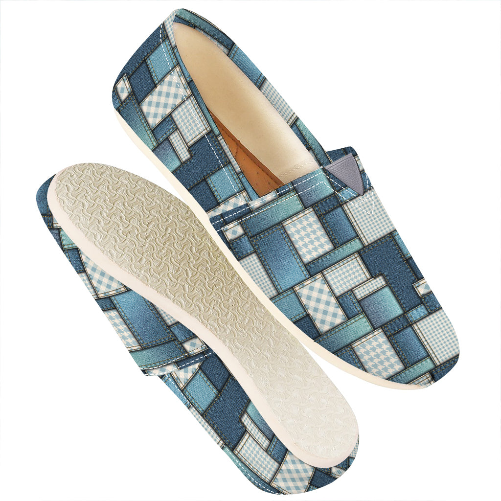 Plaid And Denim Patchwork Pattern Print Casual Shoes