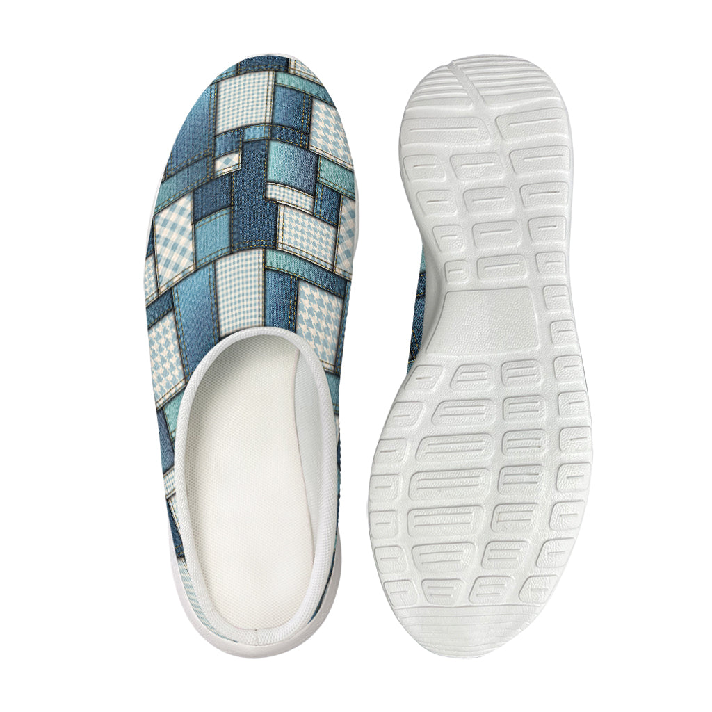 Plaid And Denim Patchwork Pattern Print Mesh Casual Shoes