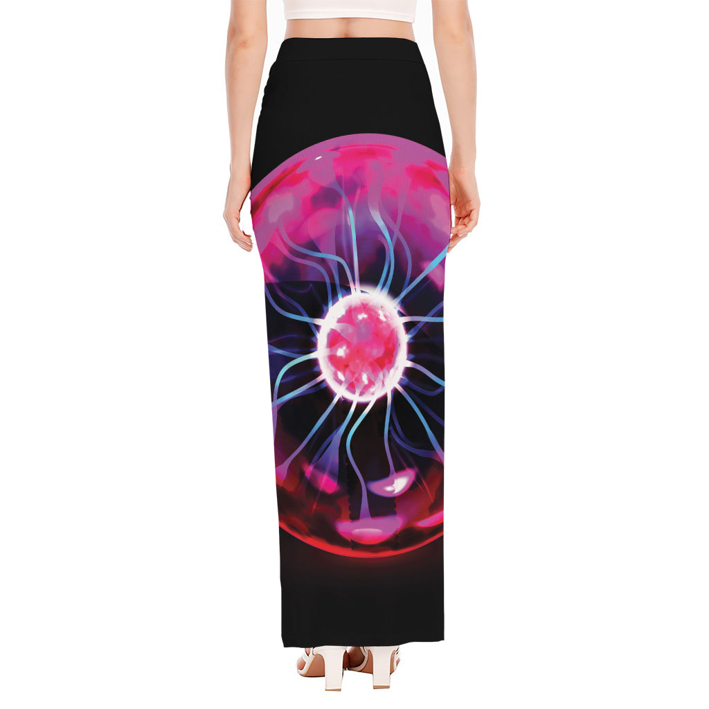 Plasma Ball Print High Slit Maxi Skirt