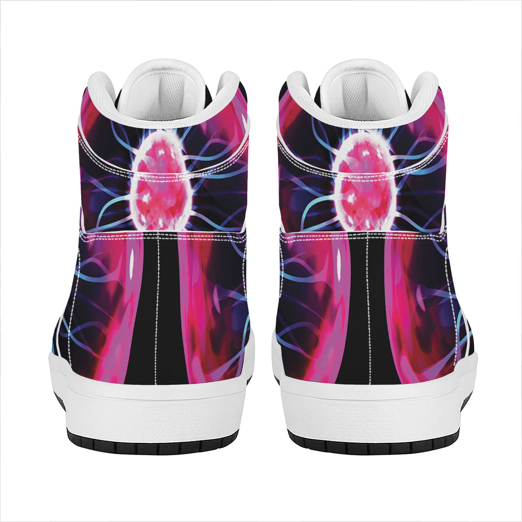 Plasma Ball Print High Top Leather Sneakers