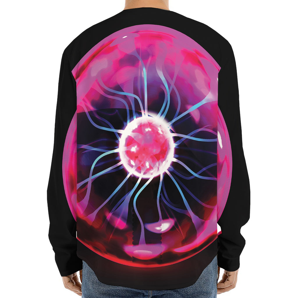 Plasma Ball Print Long Sleeve Baseball Jersey