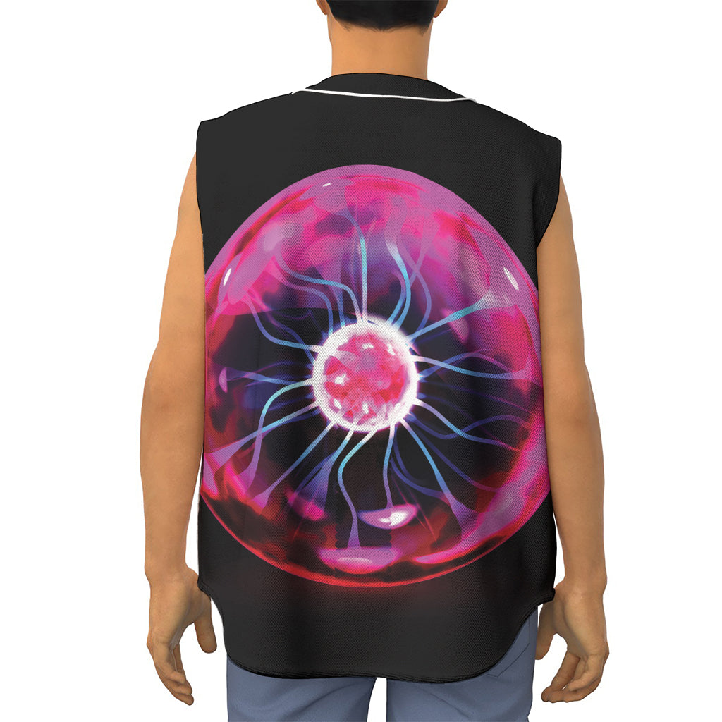 Plasma Ball Print Sleeveless Baseball Jersey