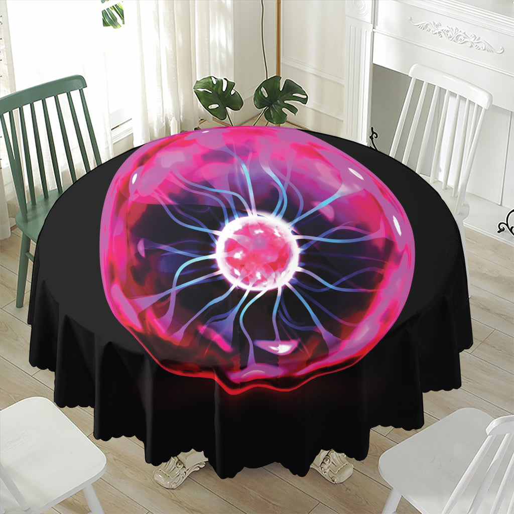 Plasma Ball Print Waterproof Round Tablecloth