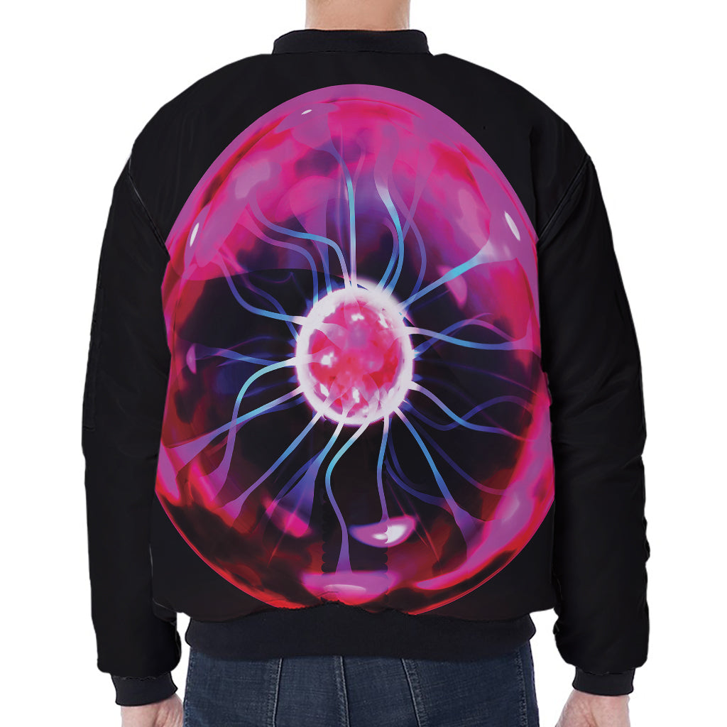 Plasma Ball Print Zip Sleeve Bomber Jacket