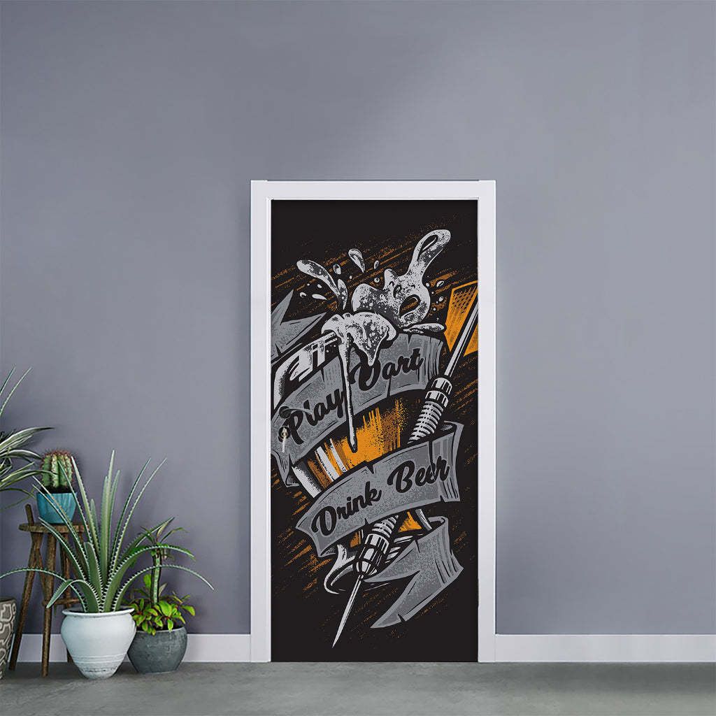 Play Dart Drink Beer Print Door Sticker