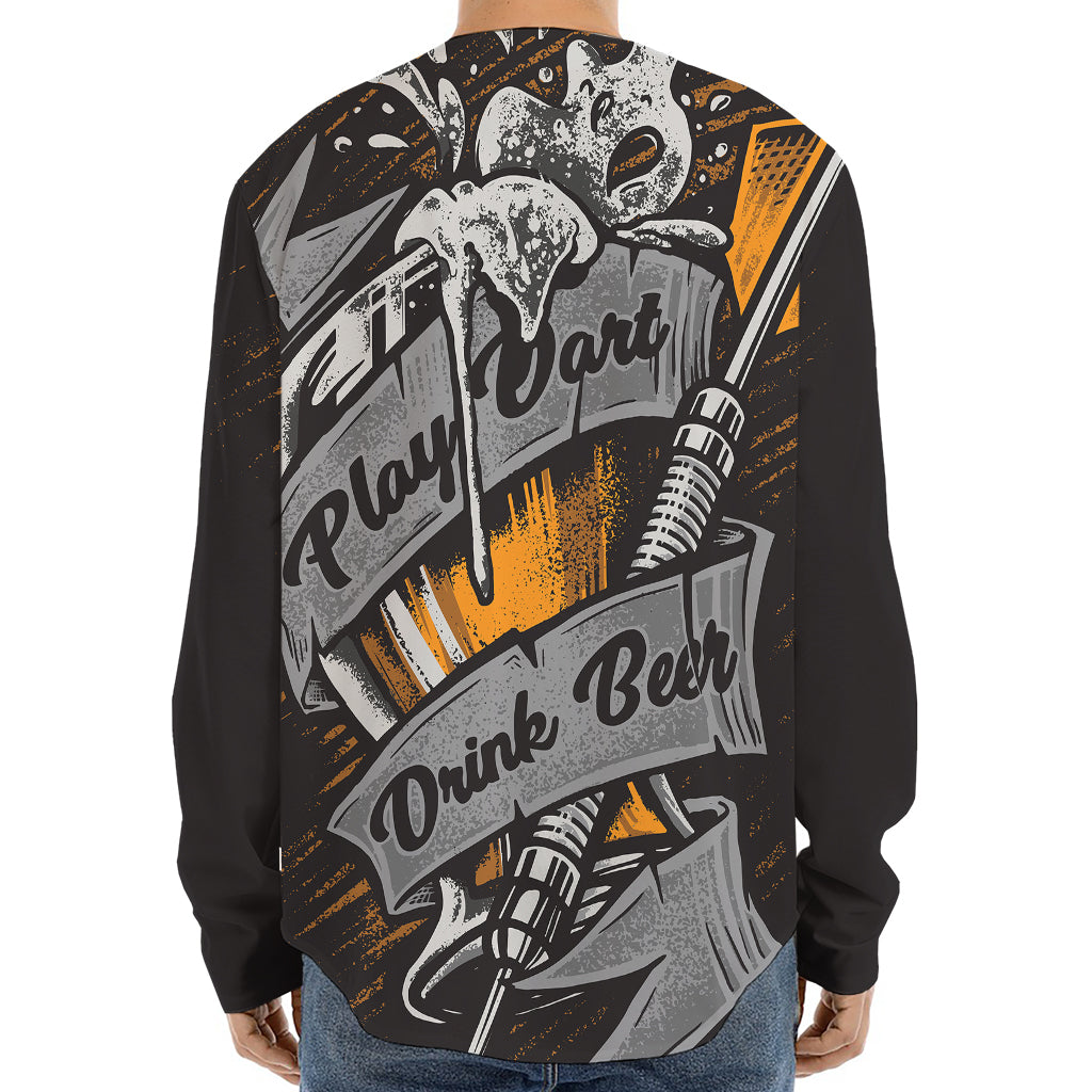 Play Dart Drink Beer Print Long Sleeve Baseball Jersey