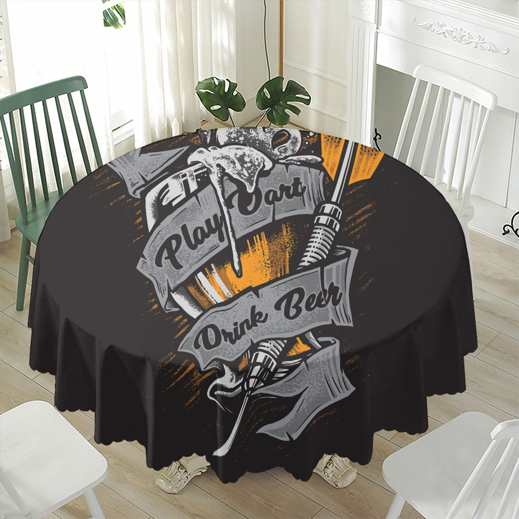 Play Dart Drink Beer Print Waterproof Round Tablecloth