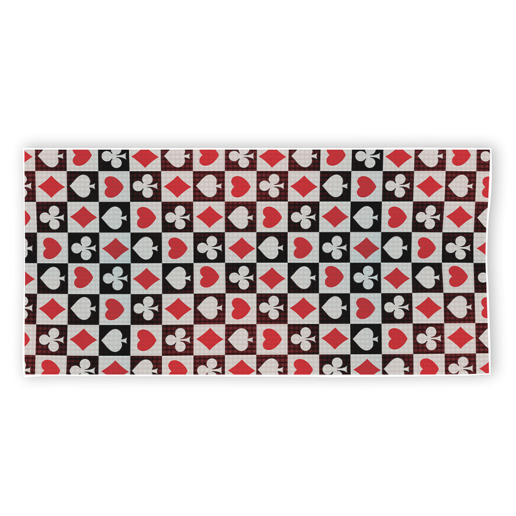 Playing Card Suits Check Pattern Print Beach Towel
