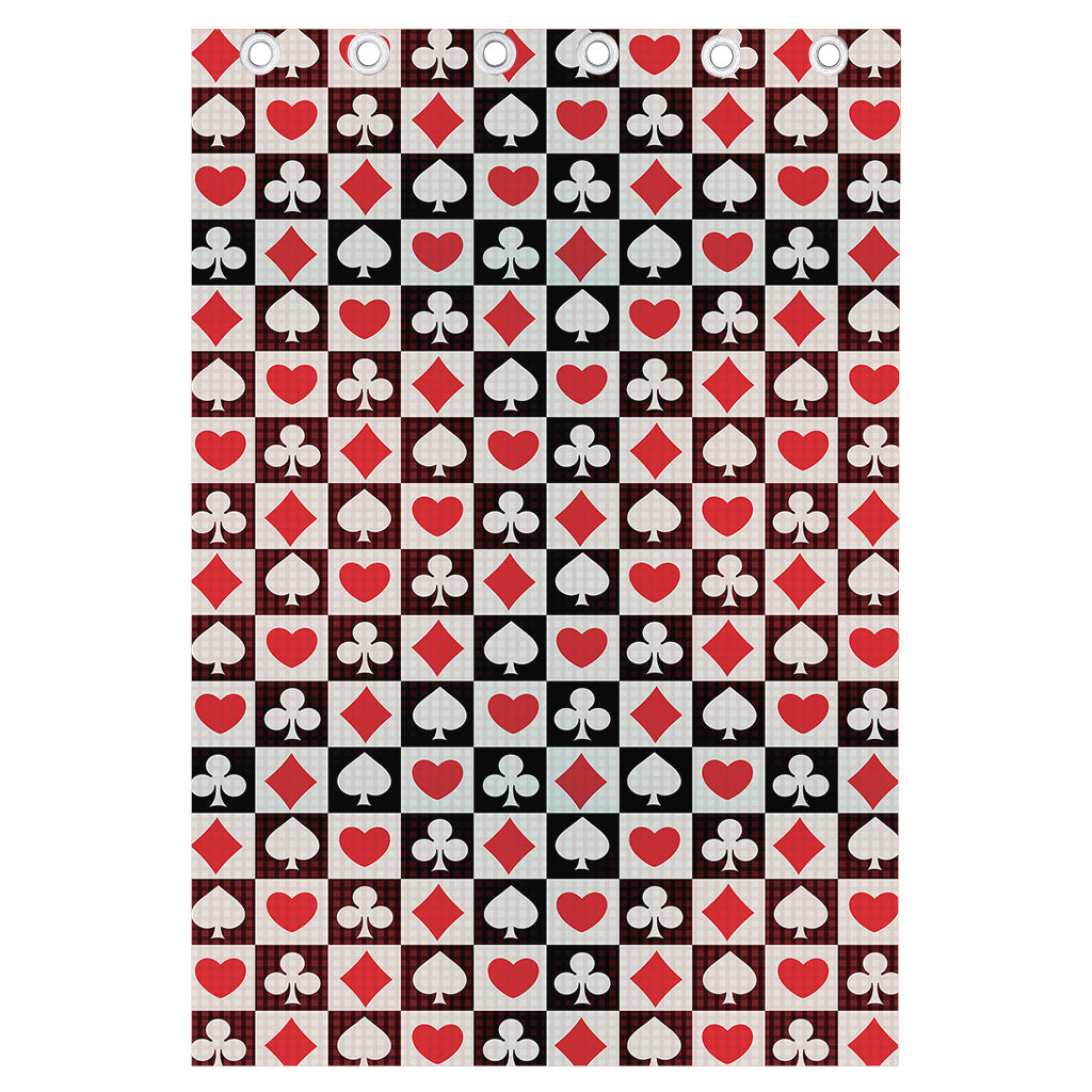 Playing Card Suits Check Pattern Print Curtain