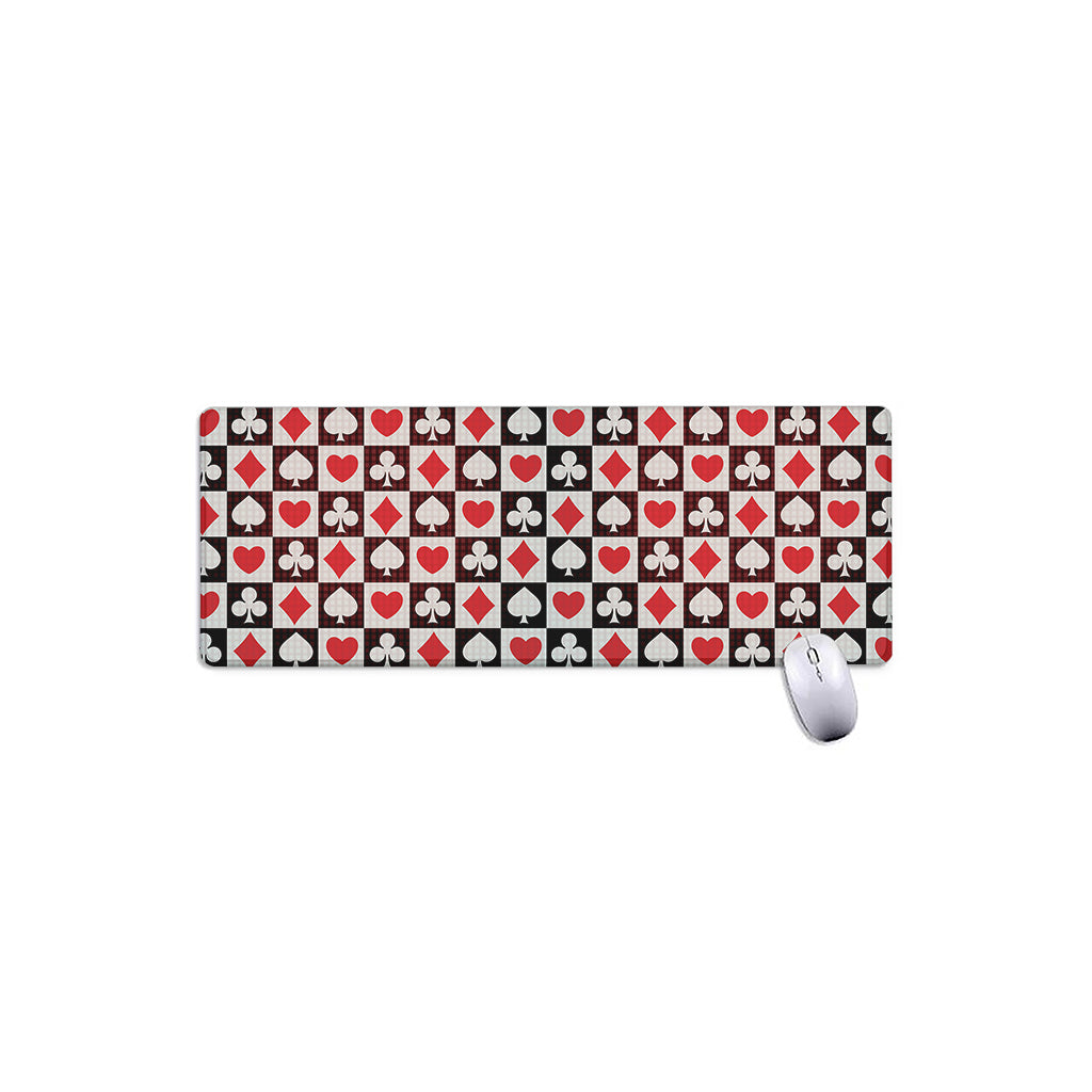 Playing Card Suits Check Pattern Print Extended Mouse Pad