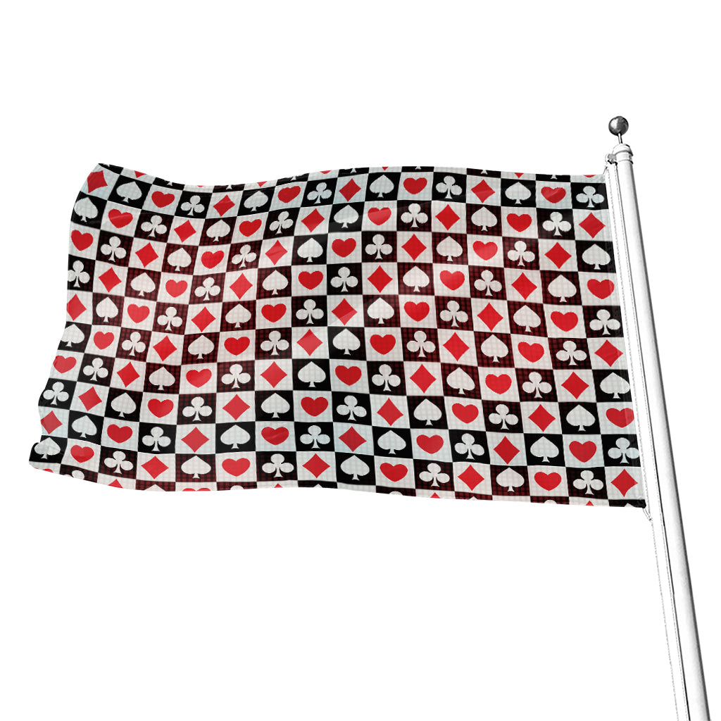 Playing Card Suits Check Pattern Print Flag