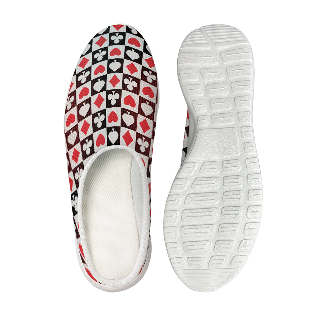 Playing Card Suits Check Pattern Print Mesh Casual Shoes