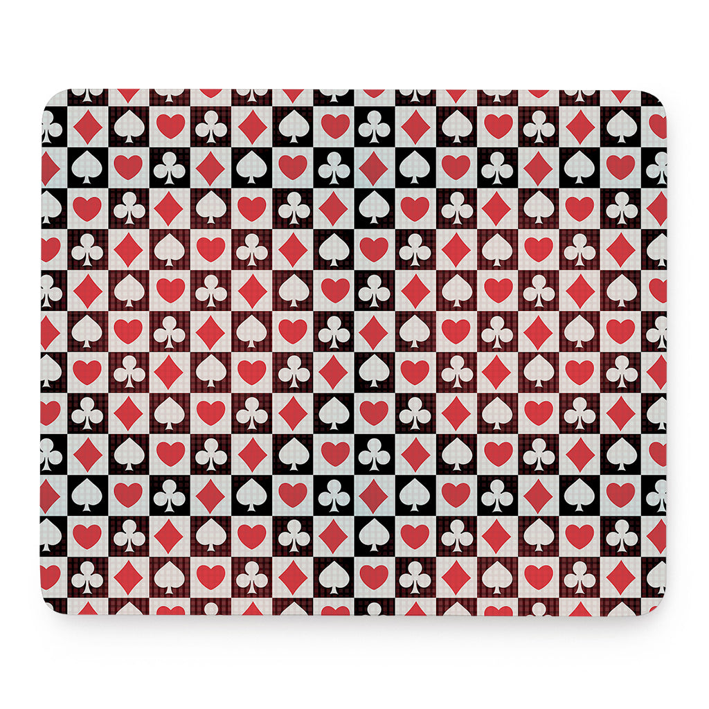 Playing Card Suits Check Pattern Print Mouse Pad