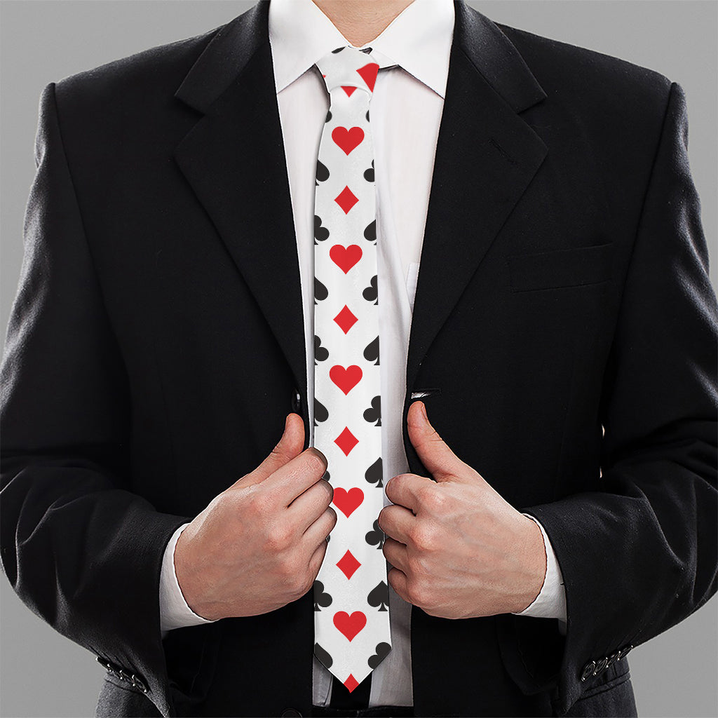 Playing Card Suits Pattern Print Necktie