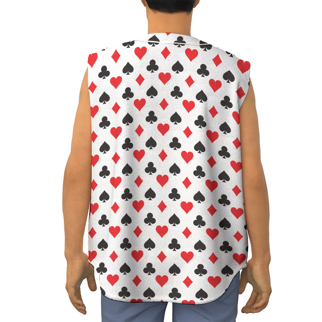 Playing Card Suits Pattern Print Sleeveless Baseball Jersey