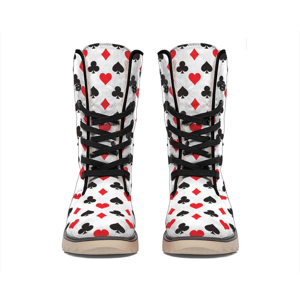 Playing Card Suits Pattern Print Winter Boots