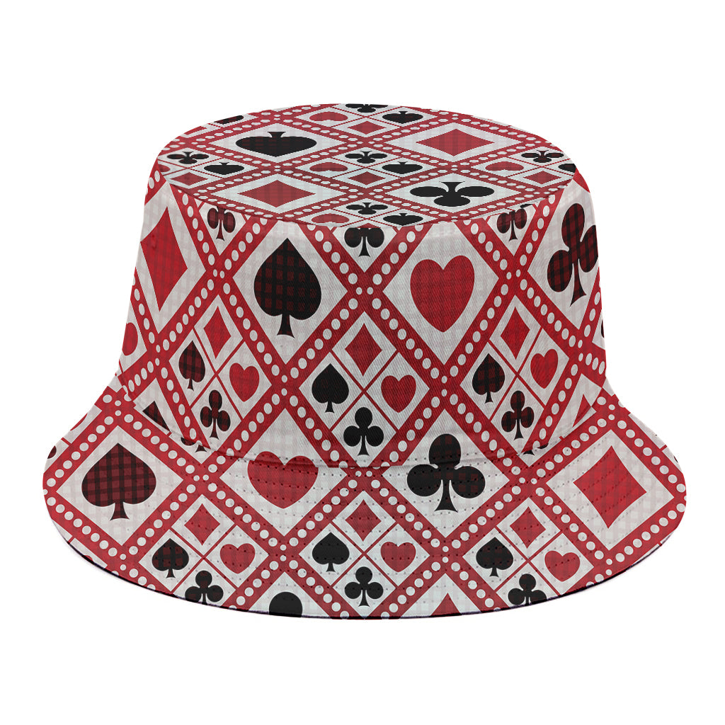 Playing Card Suits Plaid Pattern Print Bucket Hat