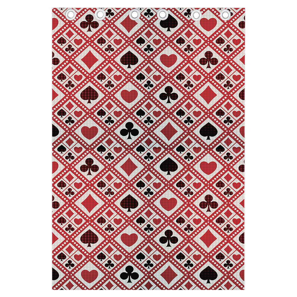 Playing Card Suits Plaid Pattern Print Curtain