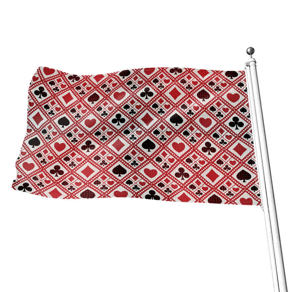Playing Card Suits Plaid Pattern Print Flag