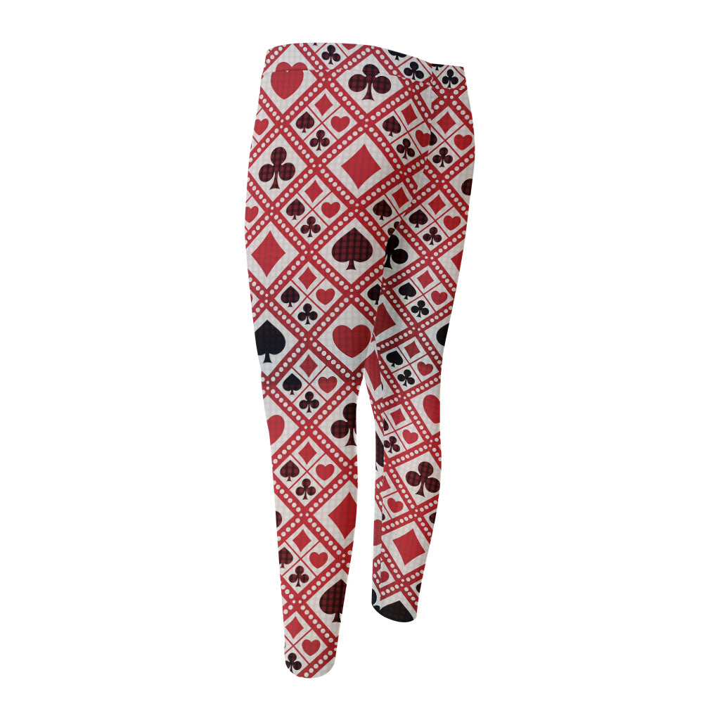 Playing Card Suits Plaid Pattern Print Men's Compression Pants