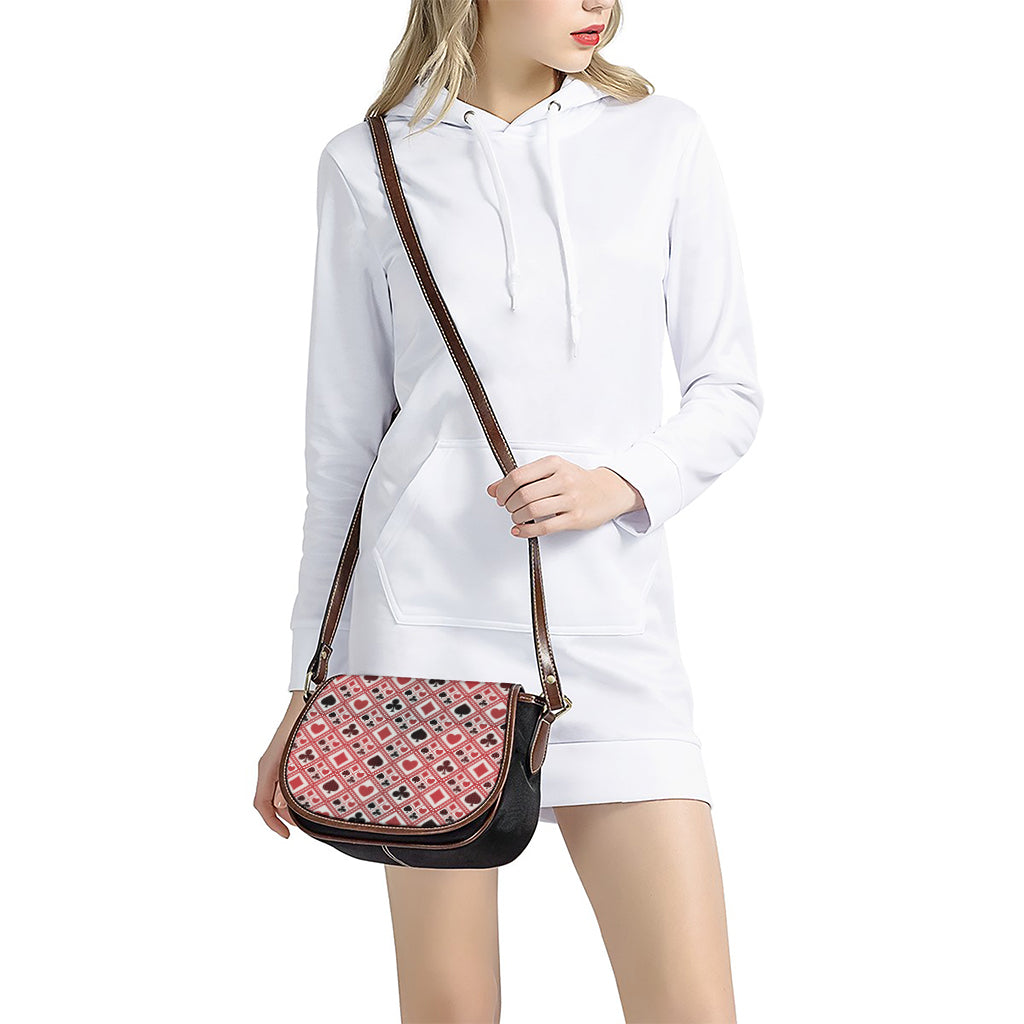 Playing Card Suits Plaid Pattern Print Saddle Bag