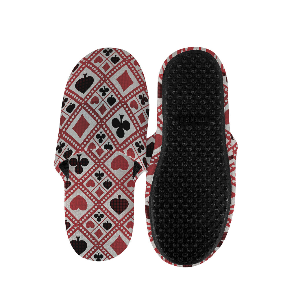 Playing Card Suits Plaid Pattern Print Slippers