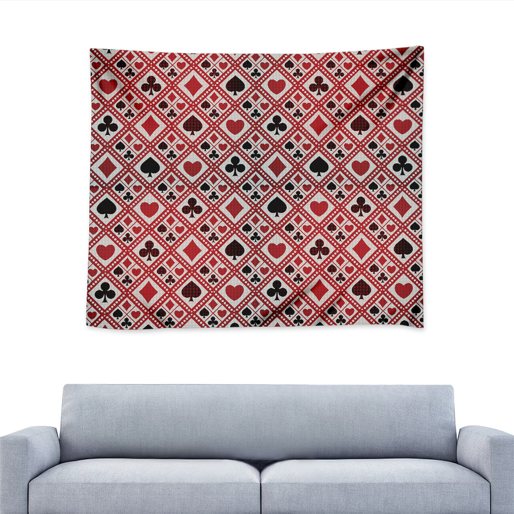 Playing Card Suits Plaid Pattern Print Tapestry